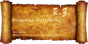 Rozgonyi Zoltán névjegykártya